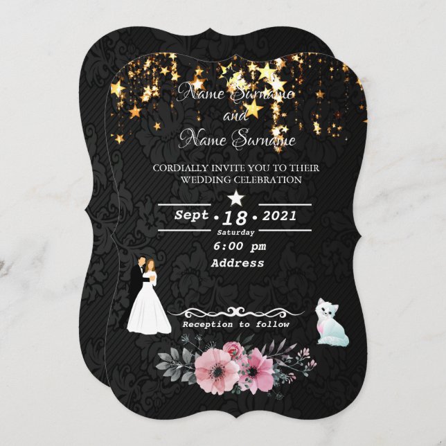 Invitation Étoiles de pluie (Devant / Derrière)