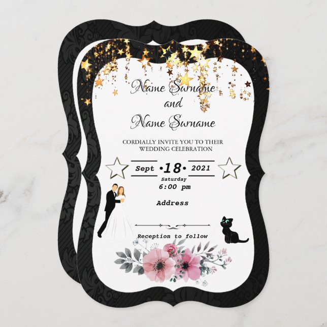 Invitation Étoiles de pluie (Devant / Derrière)