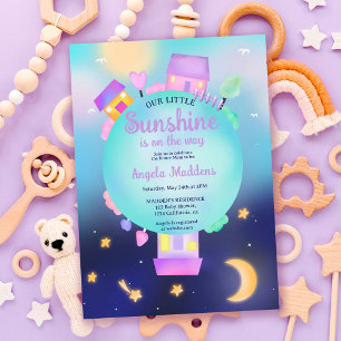 Invitation Etoiles de soleil fantaisie et baby shower de lune