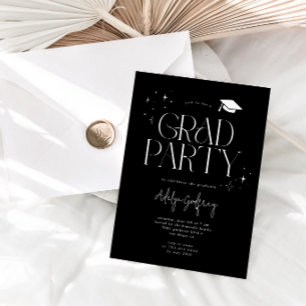 Invitation Étoiles de typographie moderne Fête de fin d'étude