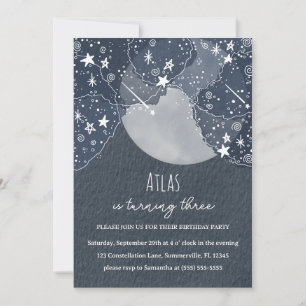 Invitation Étoiles de Whimsical et Lune Anniversaire Fête Inv