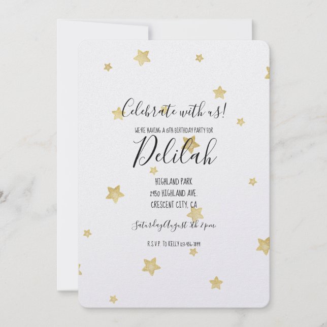 Invitation Étoiles d'or (Devant)