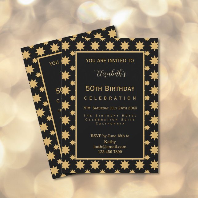 Invitation Étoiles Dorées 50e Anniversaire  (Créateur téléchargé)