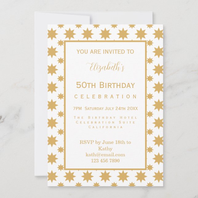 Invitation Étoiles Dorées 50e Anniversaire  (Devant)