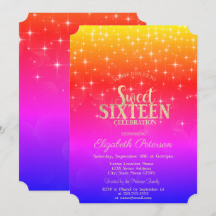 Invitation Étoiles Dorées Élégantes Ombre Douze Seize