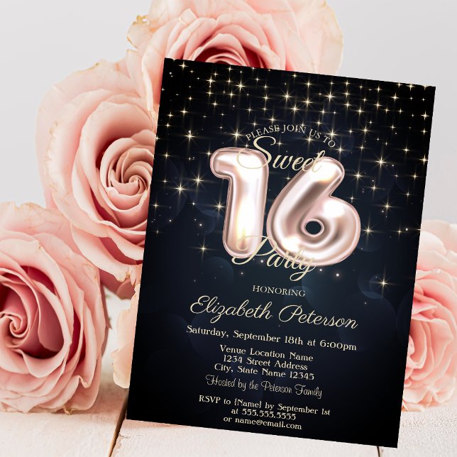 Invitation Étoiles Élégantes et Stylées Douce 16 (Créateur téléchargé)