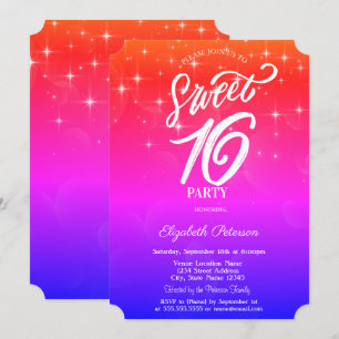 Invitation Étoiles Élégantes Ombre Sweet 16