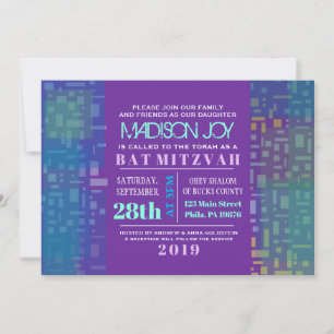 Invitation ÉTOILES EN CHUTE & CARRÉ Bar Bat mitzvah Invitatio