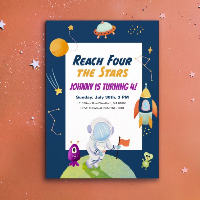 Invitation Étoiles Espace extra-atmosphérique Enfants 4e anni (Créateur téléchargé)