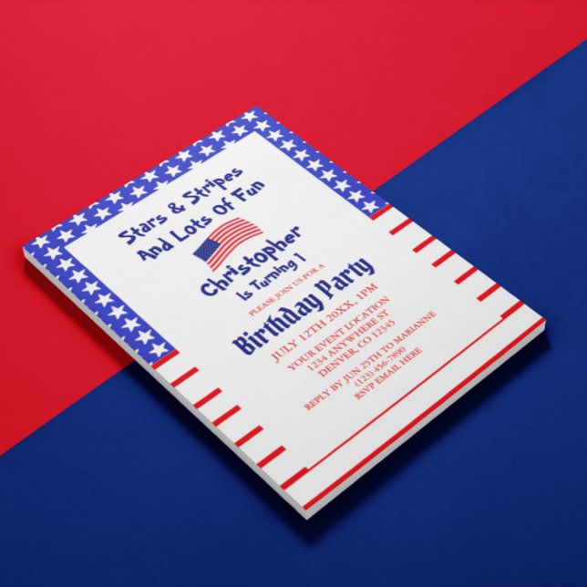 Invitation Étoiles et bandes 1er anniversaire (Créateur téléchargé)