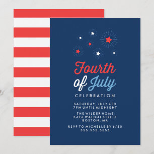 Invitation Étoiles et bandes   Fête du 4 juillet