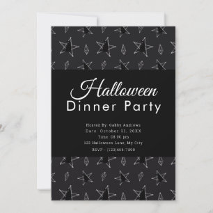 Invitation Étoiles et bijoux Soirée d'Halloween noir