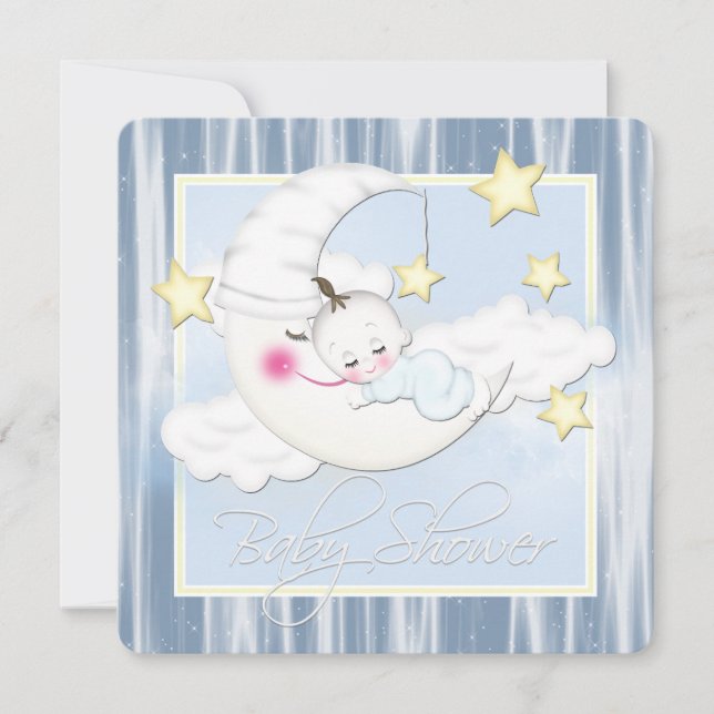 Invitation Étoiles et Lune Baby Shower (Devant)