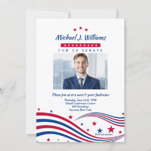 Invitation Étoiles et rayures Photo Collecte de fonds Invitat