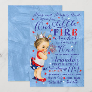 Invitation Étoiles et rayures Quatrième de juillet Thème Vint