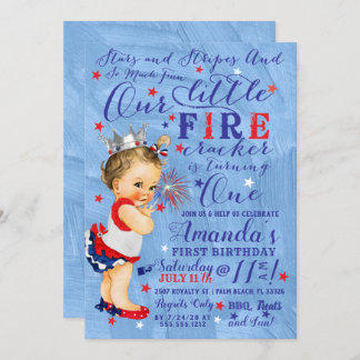 Invitation Étoiles et rayures Quatrième de juillet Thème Vint