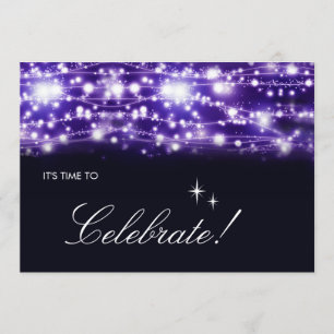 Invitation Étoiles Étincelantes Violettes