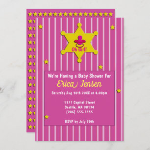 Invitation Etoiles Jaunes et Pacifier Baby Girl Douche