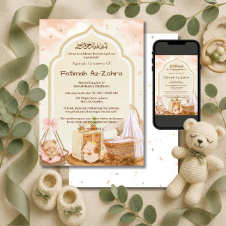 Invitation Étoiles & Mosquée Arche Islamique Aqeeqah & Baby S