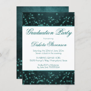 Invitation Étoiles Mystic Twilight Graduation Turquoise pro