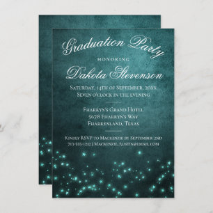 Invitation Étoiles Mystic Twilight Graduation Turquoise pro