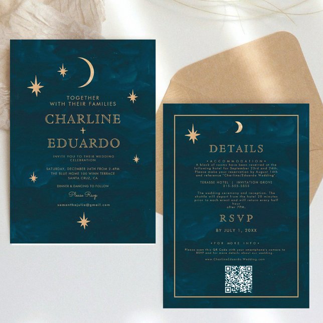 Invitation Étoiles mystiques Lune Céleste tout en un Mariage (Créateur téléchargé)