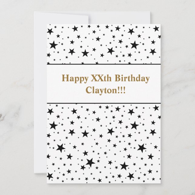 Invitation Étoiles Noires Avec Message Anniversaire (Devant)