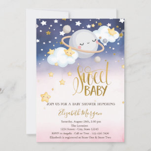 Invitation Etoiles Nuages Planet Ombre Baby shower