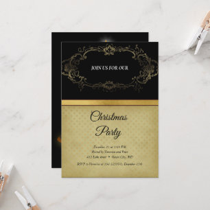Invitation étoiles pailletées noires élégantes