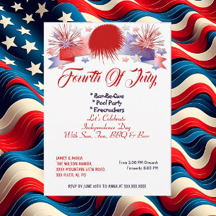 Invitation Étoiles patriotiques 4e juillet Fraprackers BBQ Pa