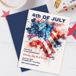 Invitation Étoiles patriotiques et rayures 4 juillet Fête