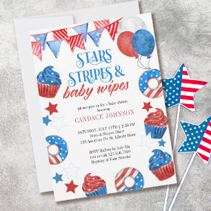 Invitation Étoiles Rayures et .. Baby Shower pour le quatre j