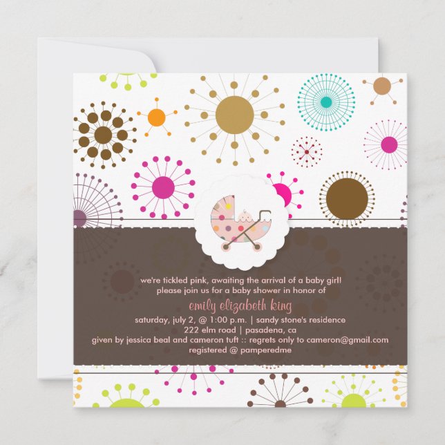 Invitation Étoiles rétro PixDezines, baby shower (Devant)