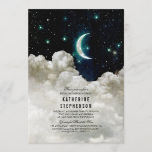 Invitation Étoiles romantiques et Fête des mariées de lune