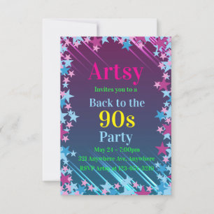 Invitation Étoiles rose et bleu