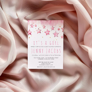 Invitation étoiles roses C'est un baby shower de fille