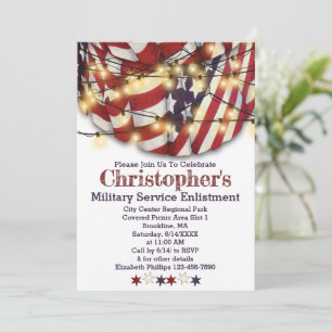 Invitation Étoiles Rouges Blanches et Bleues Patriotiques Enr