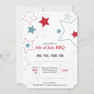 Invitation Étoiles rouges et bleues modernes