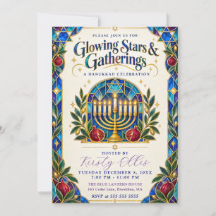 Invitation Étoiles scintillantes et rassemblements Hanukkah
