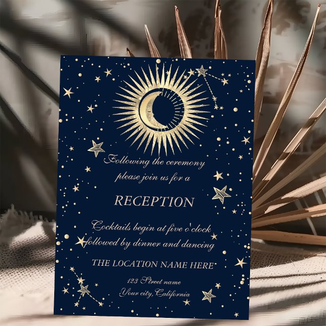 Invitation Étoiles Soleil Or Céleste Et Lune (Créateur téléchargé)