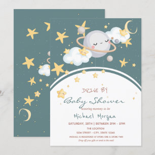 Invitation Étoiles spatiales Nuages Planète Conduite par Baby