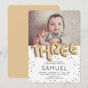 Invitation Étoiles sur ballon à huile d'or Type 3e anniversai