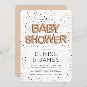 Invitation Étoiles sur Rose Gold Foil type Baby shower