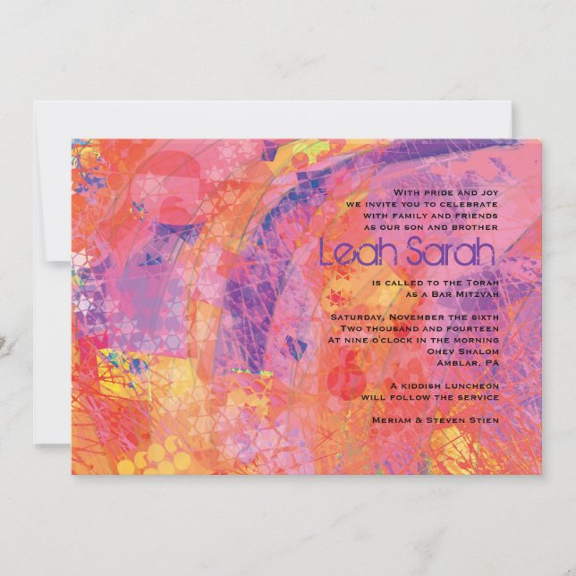 INVITATION ÉTOILES TEXTURÉES CARTON D'INVITATION POUR BAT MIT (Devant)