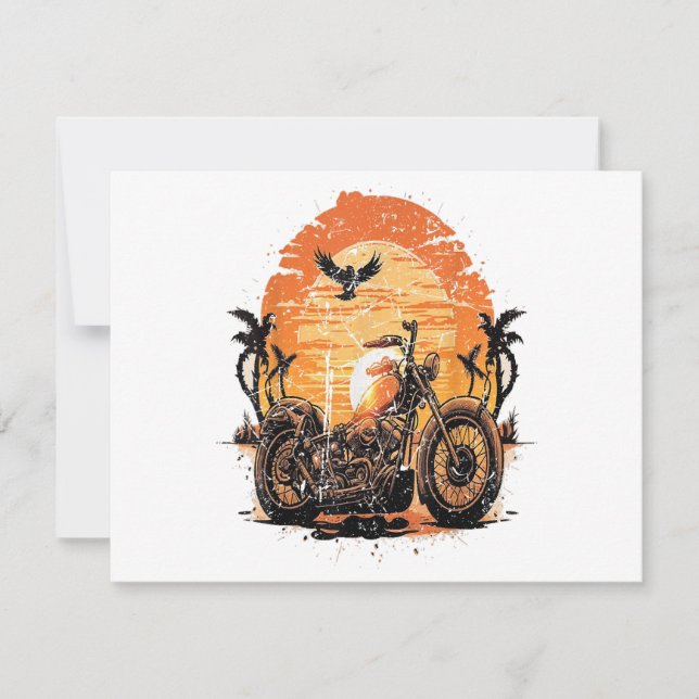 Invitation Étonnant Retro Vintage Moto Classic Sunset C (Devant)