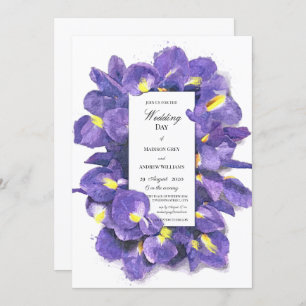 Invitation Étonnant violet Irises Aquarelle Floral Mariage