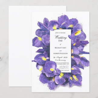 Invitation Étonnant violet Irises Aquarelle Floral Mariage
