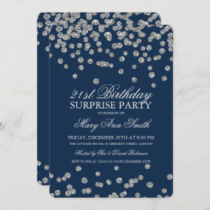 Invitation Étonnez le 21ème bleu marine de parties