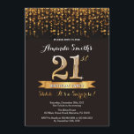 Invitation Étonnez le 21èmes noir et or d'invitation<br><div class="desc">Étonnez la 21ème invitation d'anniversaire. Noir et parties scintillantes d'or. Invitation adulte de fête d'anniversaire. Coup d'anniversaire de femmes ou d'hommes. Pour davantage de personnalisation,  cliquez sur svp la "personnaliser il" bouton et utilisez notre outil de conception pour modifier ce modèle.</div>