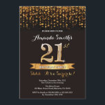 Invitation Étonnez le 21èmes noir et or d'invitation<br><div class="desc">Étonnez la 21ème invitation d'anniversaire. Noir et parties scintillantes d'or. Invitation adulte de fête d'anniversaire. Coup d'anniversaire de femmes ou d'hommes. Pour davantage de personnalisation,  cliquez sur svp la "personnaliser il" bouton et utilisez notre outil de conception pour modifier ce modèle.</div>